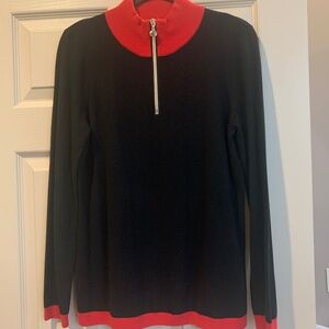 Golfino Black/Red Merino Wool blend 1/4 Zip Golf Sweater sz 8